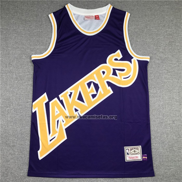 Camiseta Los Angeles Lakers Kobe Bryant NO 24 Mitchell & Ness Big Face Violeta
